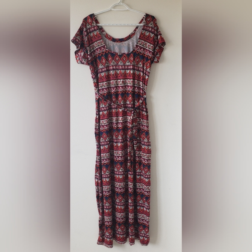 Bohemian Red Patterned Maxi Dress